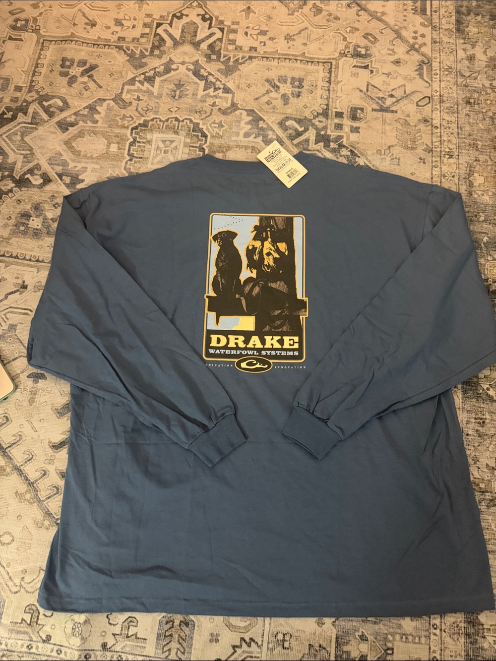NWT Drake Waterfowl Systems Men’s 3XL Blue Long Sleeve Hunting Logo Shirt